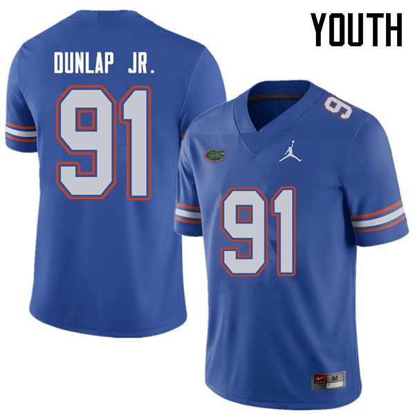 Jordan Brand Youth #91 Marlon Dunlap Jr. Florida Gators College Football Jerseys Royal